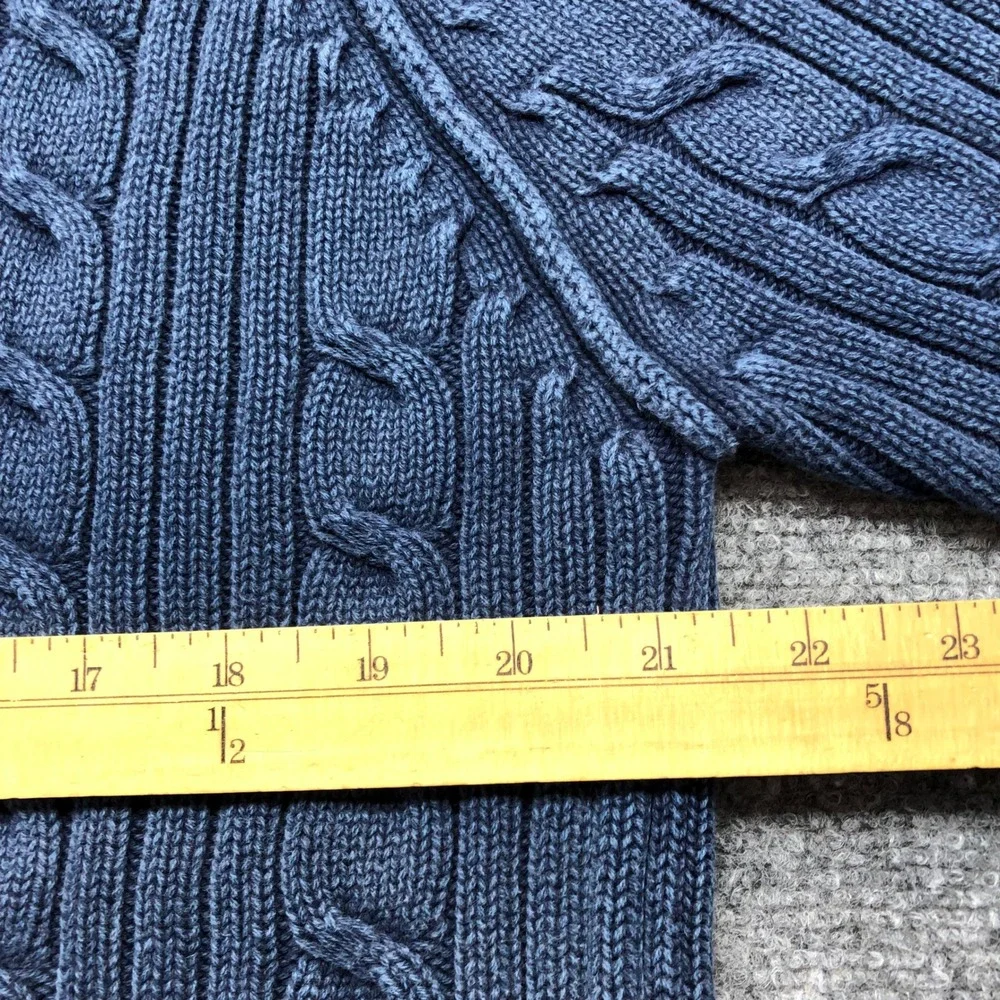 Levi Strauss & Co Mens XL Blue Cable Knit Cotton Crewneck Sweater Raglan Sleeve